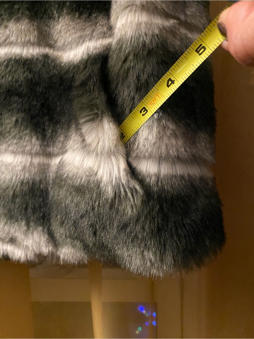 Tahari Black and Gray Striped Faux Fur Vest - Picture 5 of 5